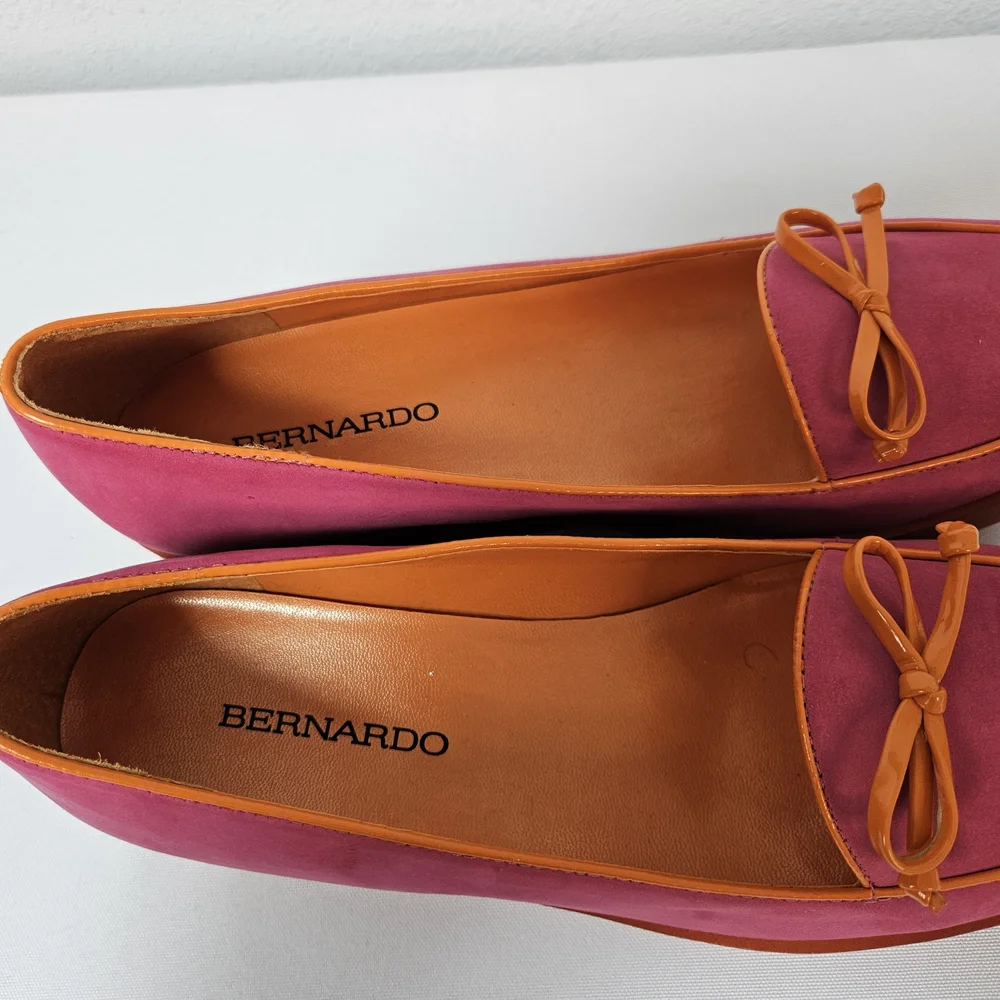 BERNARDO Suede Leather Colorblock Platform Wedge Shoes Size 8M Slip-on